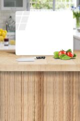 30x40 cm Cam Kesme Tahtası Düz Beyaz