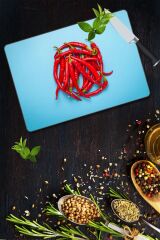 30x40 cm Cam Kesme Tahtası Kızıl Biber Desenli