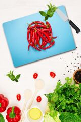 30x40 cm Cam Kesme Tahtası Kızıl Biber Desenli