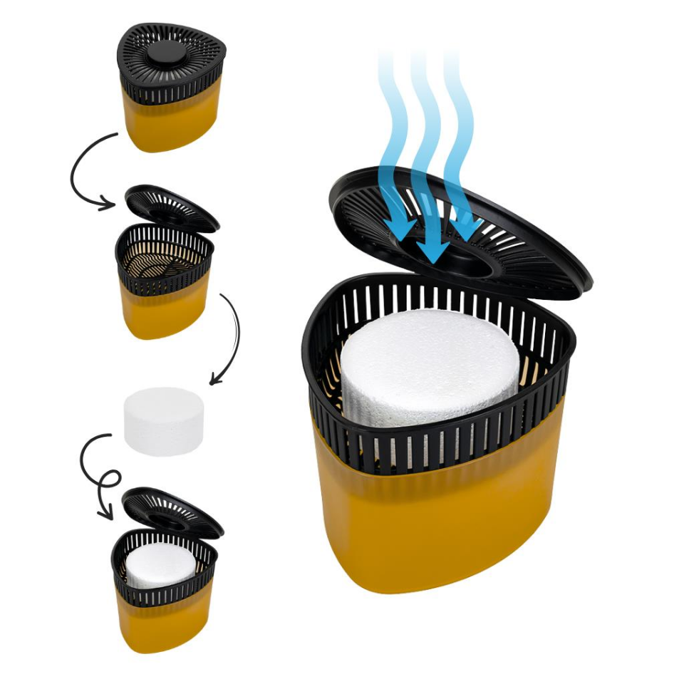 Turuncu, Portakal Üçgen - Nem Alıcı Aparat + Rutubet Giderici Tablet (500 Gram)