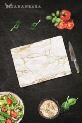 30x40 cm Cam Kesme Tahtası Alacalı Altın Mermer
