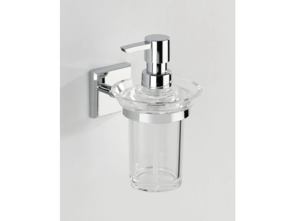 Duvara Monte Sıvı Sabunluk – Krom Kaplama | Şeffaf