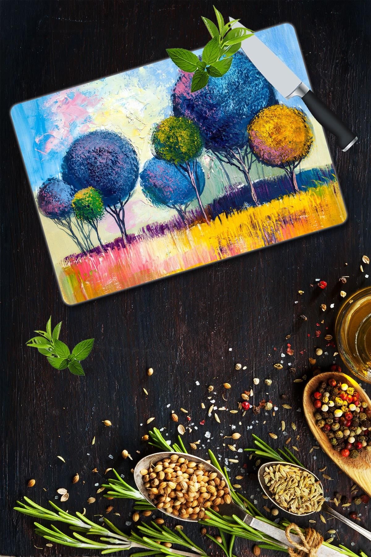 30x40 cm Cam Kesme Tahtası 1980 Desenli