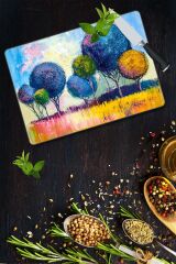 30x40 cm Cam Kesme Tahtası 1980 Desenli