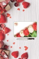 20 Cm X 30 Cm Sevgililer Günü Sevgiliye Özel Yazılı Cam Kesme Tahtası |