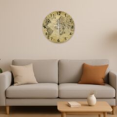 Modern Dekoratif Sessiz Akar Duvar Saati - Temperli Cam 37 cm HS002