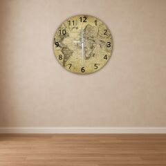 Modern Dekoratif Sessiz Akar Duvar Saati - Temperli Cam 37 cm HS002