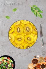 Altın Kivi Cam Kesme Tahtası - Sunum Tabağı| Çap 20