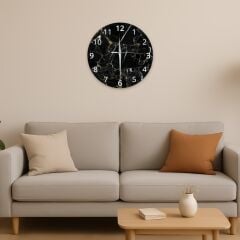 Modern Dekoratif Sessiz Akar Duvar Saati - Temperli Cam 37 cm HS003