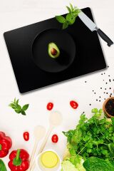 30x40 cm Cam Kesme Tahtası Avokado Desenli