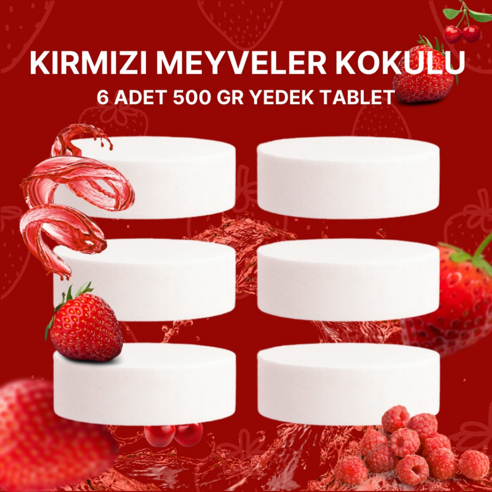 3 Adet 2x500Gr - KIRMIZI MEYVELER - Nem Alıcı Rutubet Giderici Yedek Tablet