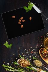 30x40 cm Cam Kesme Tahtası Badem Desenli