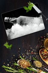 30x40 cm Cam Kesme Tahtası Buzlu Şişe Desenli