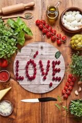 Love Kiraz Cam Kesme Tahtası - Sunum Tabağı| Çap 20