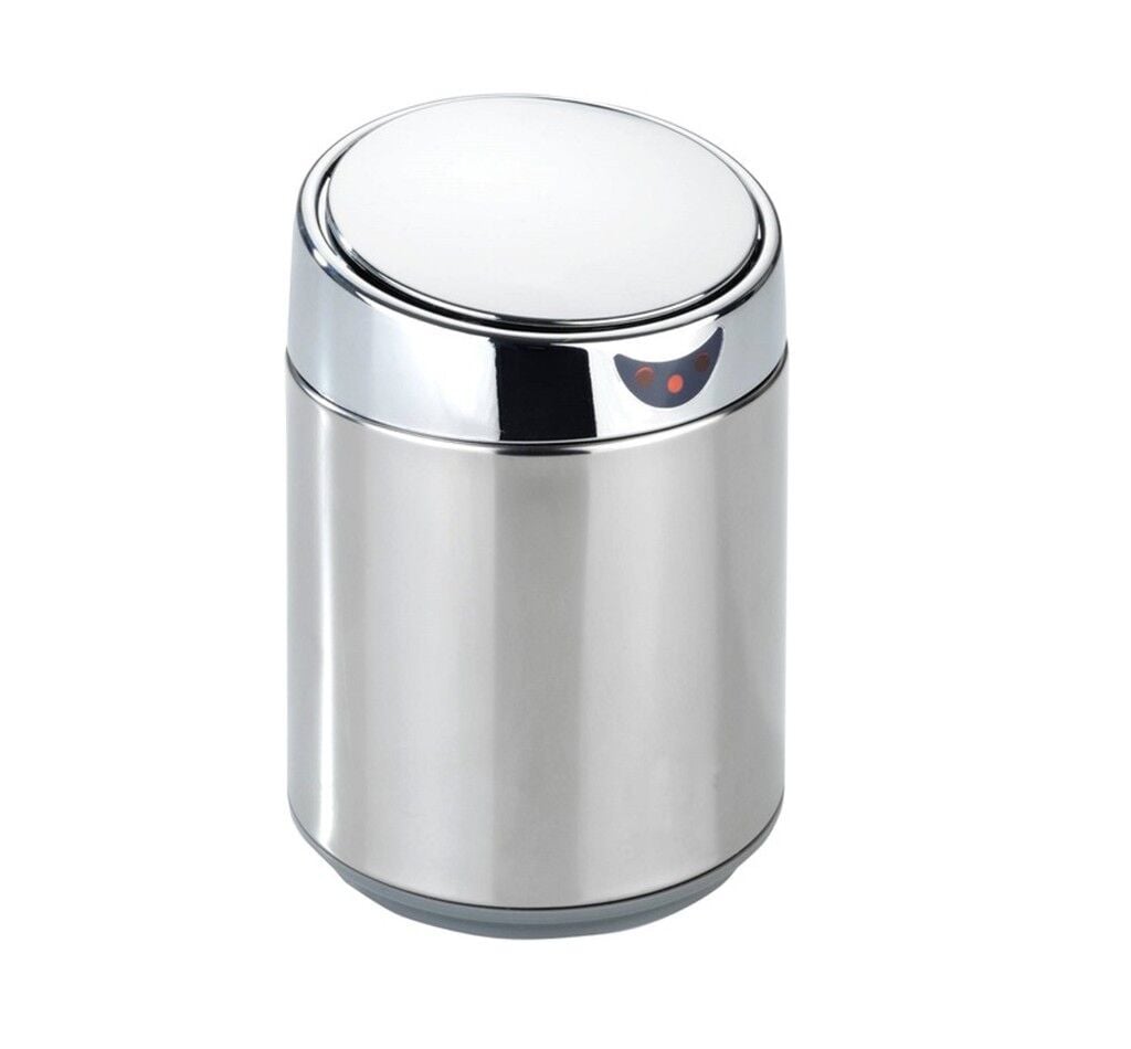 Paslanmaz Çelik Sensörlü Kozmetik Atık Kutusu – 0.8 L, Krom, Otomatik Kapağıyla Temassız Kullanım