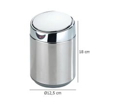 Paslanmaz Çelik Sensörlü Kozmetik Atık Kutusu – 0.8 L, Krom, Otomatik Kapağıyla Temassız Kullanım