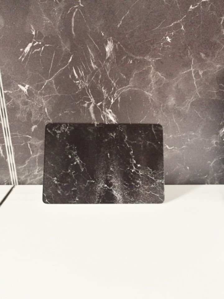 20x30cm - Buzlu Cam, Siyah Mermer - Kesme Tahtası - Sunumluk