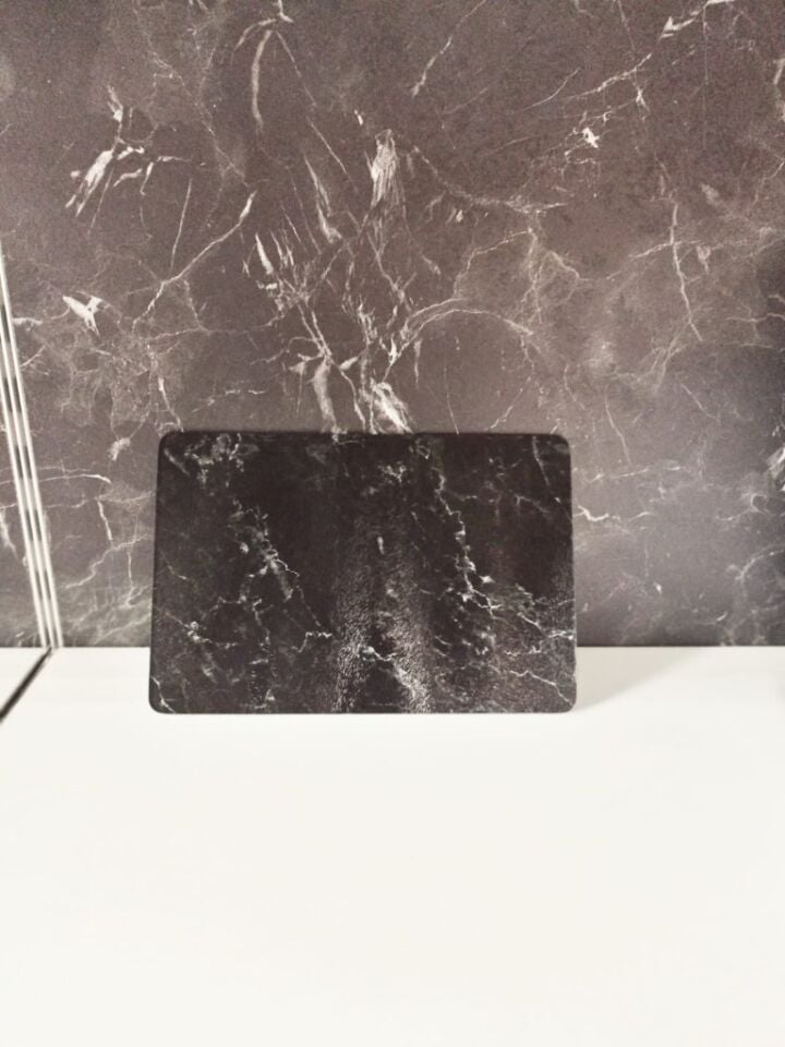 20x30cm - Buzlu Cam, Siyah Mermer - Kesme Tahtası - Sunumluk