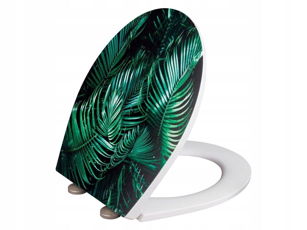 Duroplasttan yapılmış yumuşak kapanan klozet kapağı Yeşil Yapraklı