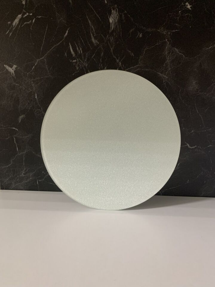 Çap 27Cm - Buzlu Cam, Düz Beyaz - Kesme Tahtası - Sunumluk