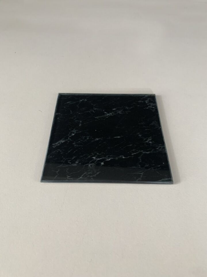 10x10cm - Siyah Mermer, Cam Bardak Altlığı - Sunumluk
