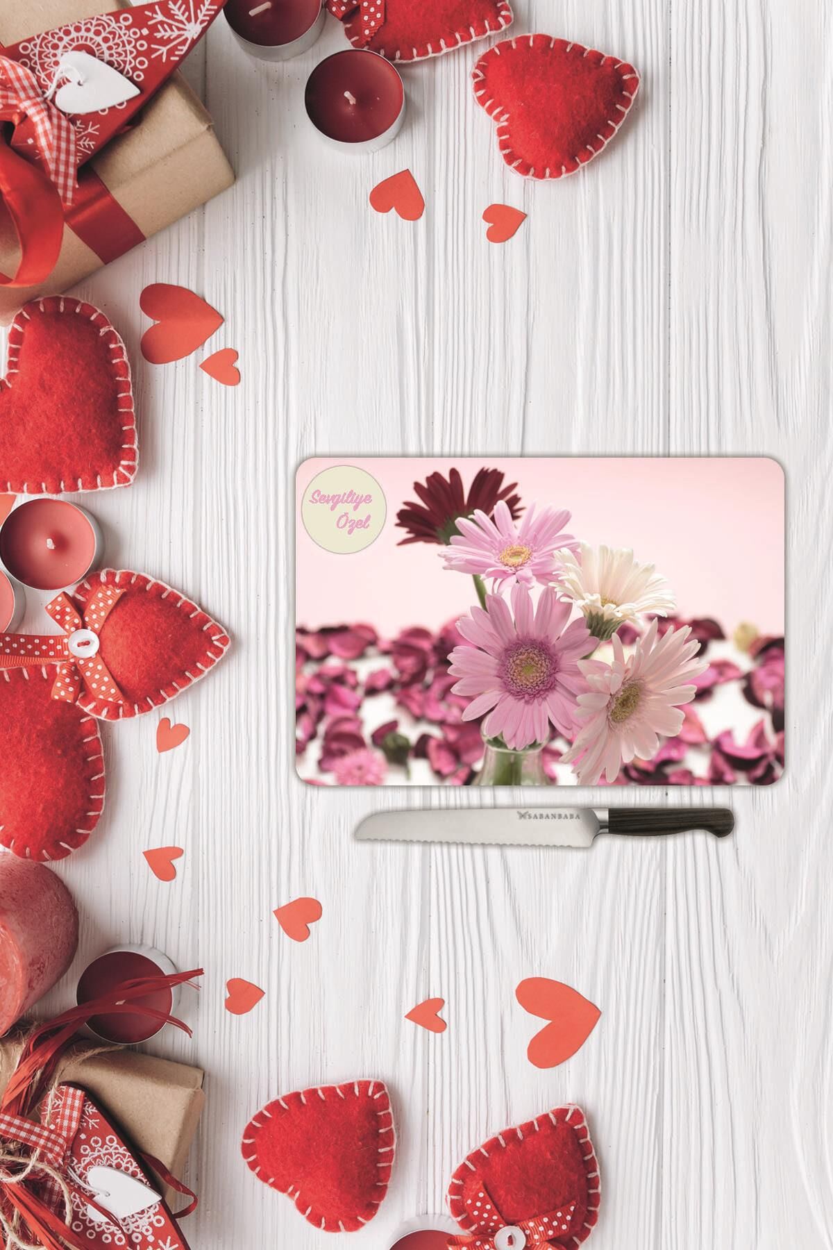 Sevgililer Günü Sevgiliye Özel Yazılı Cam Kesme Tahtası |Sv8| 20 Cm X 30 Cm