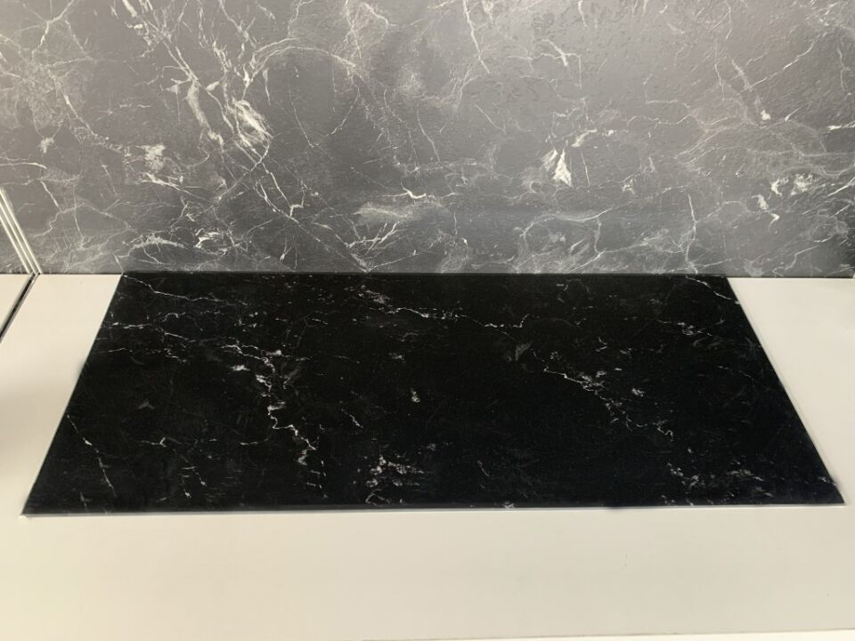 30x70cm Siyah Mermer , Cam Kesme Tahtası - Sunumluk