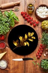 Tek Buğday Cam Kesme Tahtası - Sunum Tabağı| Çap 20