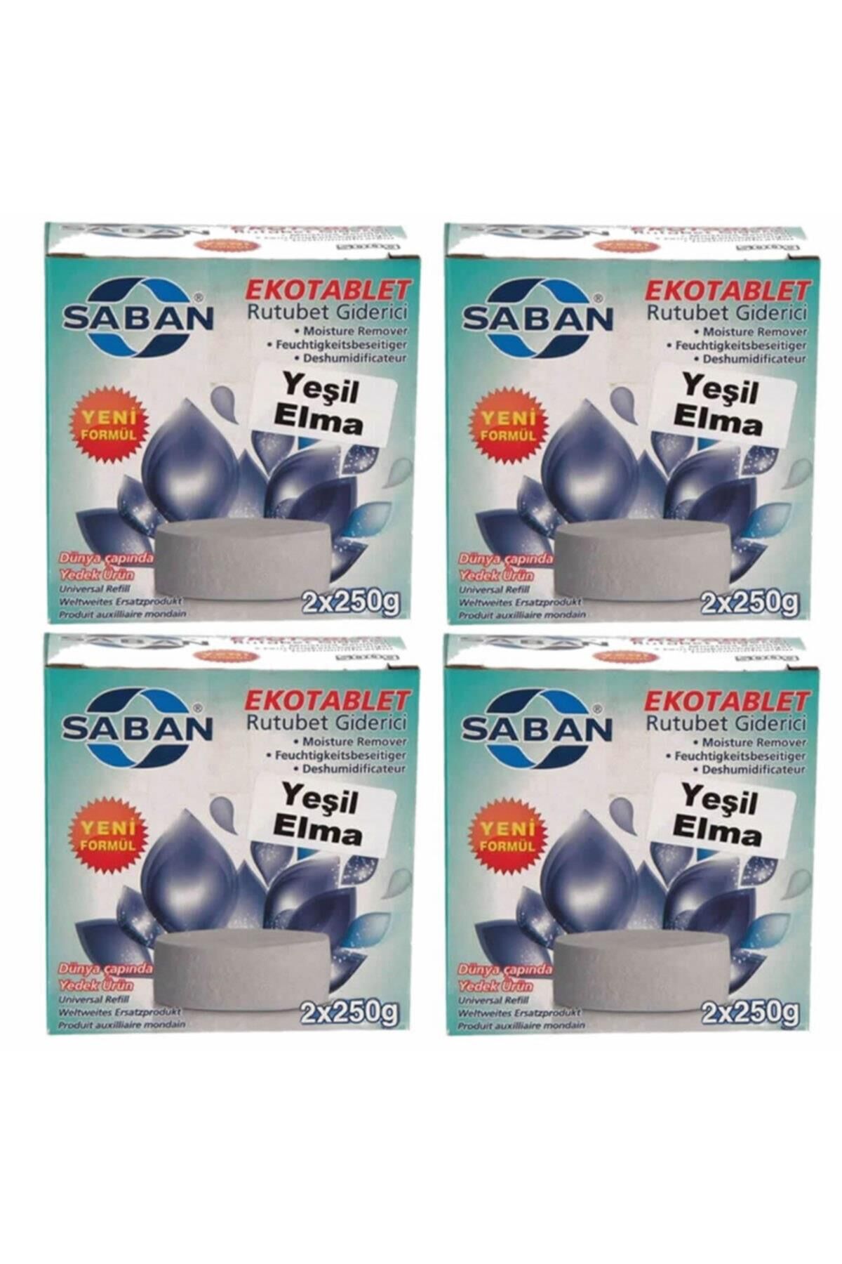 4 Adet 2x250 gr Nem Alıcı Rutubet Giderici Yedek Tablet Yeşil Elma