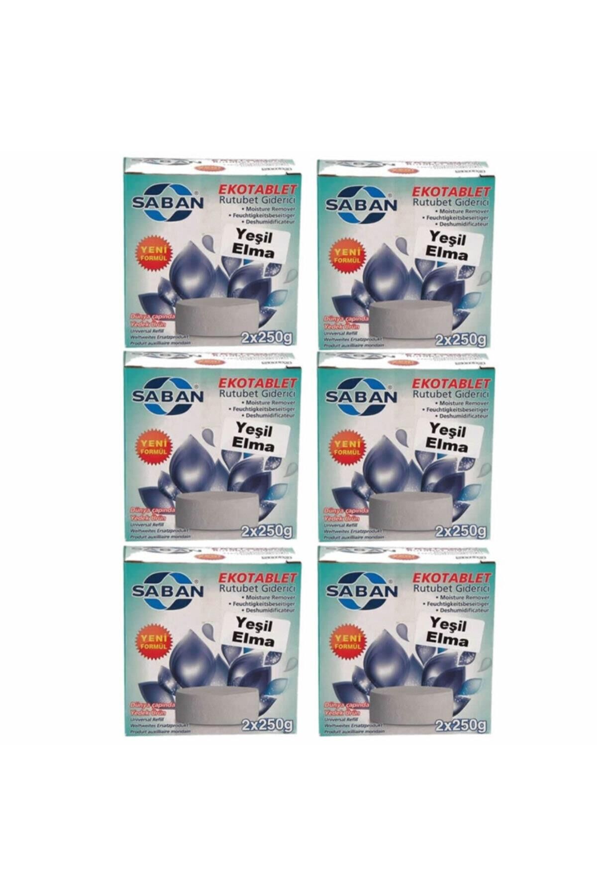 6 Adet 2x250 gr Nem Alıcı Rutubet Giderici Yedek Tablet Yeşil Elma