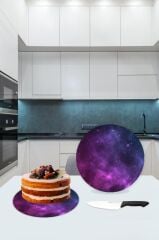 Uzay Cam Kesme Tahtası - Sunum Tabağı| Çap 20