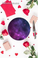 Uzay Cam Kesme Tahtası - Sunum Tabağı| Çap 20