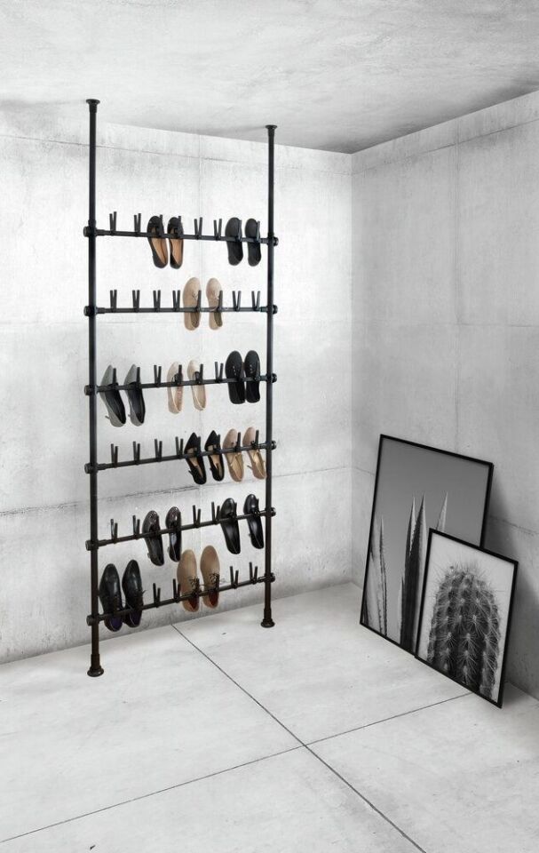 Teleskopik Tavan-Duvar Arası Ayarlanabilir Ayakkabılık 48 Çift Kapasiteli