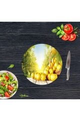 Limon Sepeti Cam Kesme Tahtası - Sunum Tabağı| Çap 20
