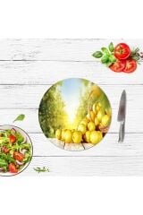 Limon Sepeti Cam Kesme Tahtası - Sunum Tabağı| Çap 20
