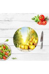 Limon Sepeti Cam Kesme Tahtası - Sunum Tabağı| Çap 20