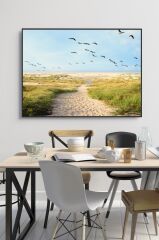 60 x 70 cm Kum & Çimen Desenli Cam Tablo 4mm Temperli Camdır