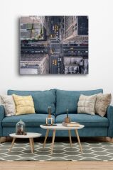 60 x 70 cm New York Desenli Cam Tablo 4mm Temperli Camdır