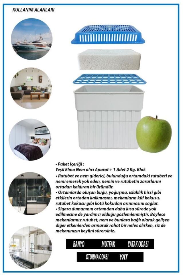 2 Kg. Dikdörtgen Nem Alıcı Aparat Yeşil Elma ( 2 Kg. Blok )