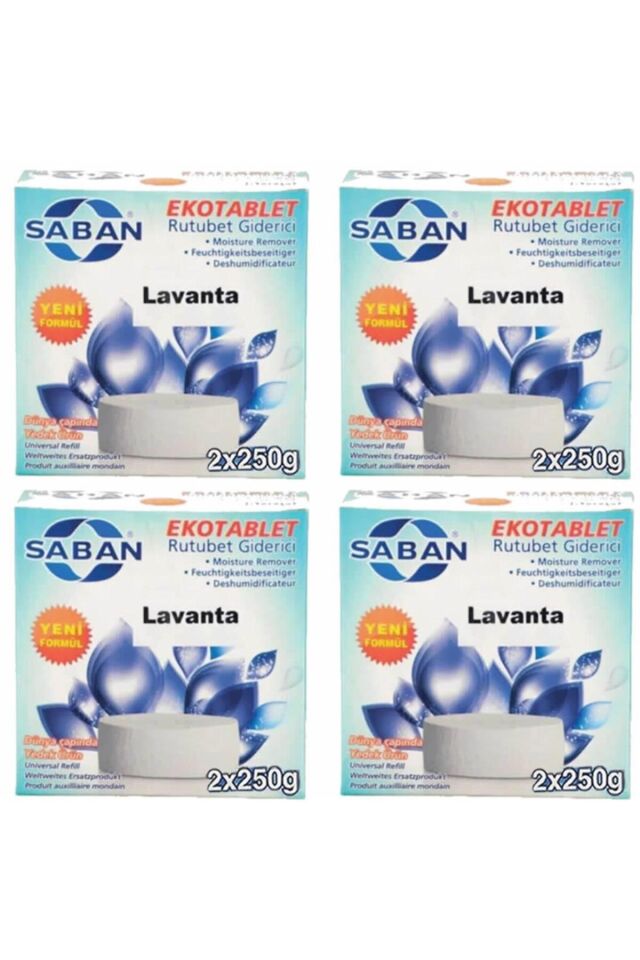 4 Adet 2x250 gr Nem Alıcı Rutubet Giderici Yedek Tablet Lavanta