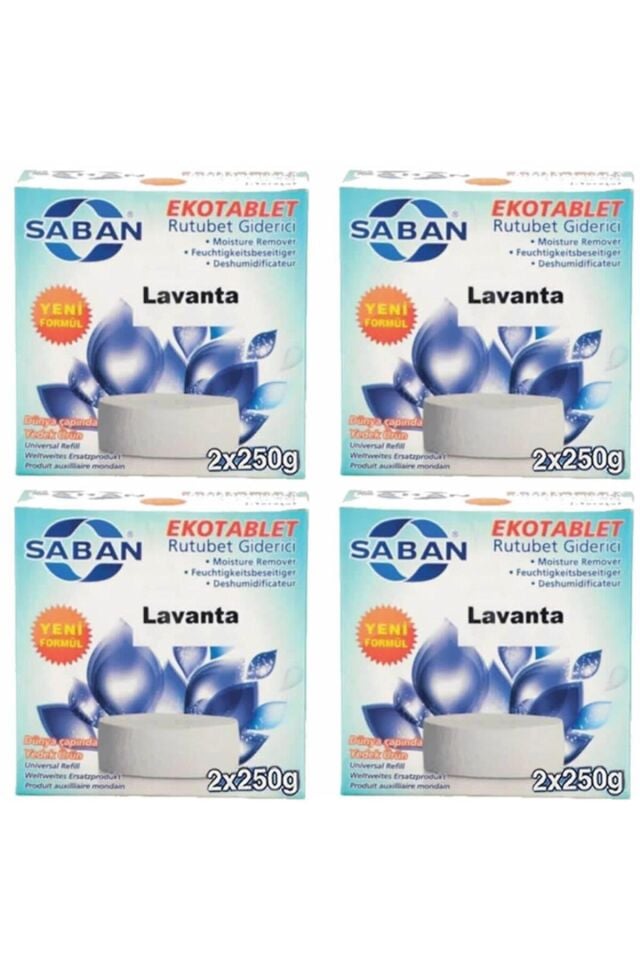 4 Adet 2x250 gr Nem Alıcı Rutubet Giderici Yedek Tablet Lavanta
