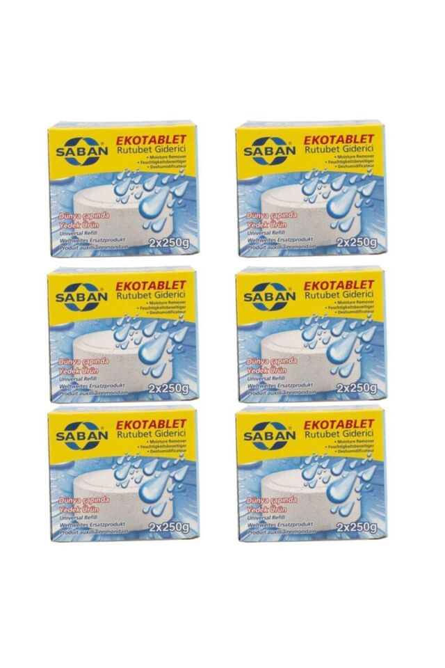 6 Adet 2x250 gr Nem Alıcı Rutubet Giderici Yedek Tablet Natural