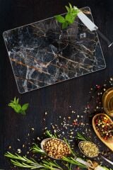 30x40cm - Yaldızlı Mermer - Cam Kesme Tahtası