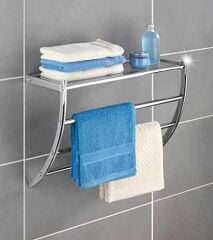 WENKO  Duvar Askısı, Havlu Askısı Ve Rafı, Çelik, 56 X 46 X 21,5 Cm, Krom…