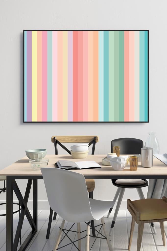 50 x 60 cm Pastel Renkler Desenli Cam Tablo 4mm Temperli Camdır
