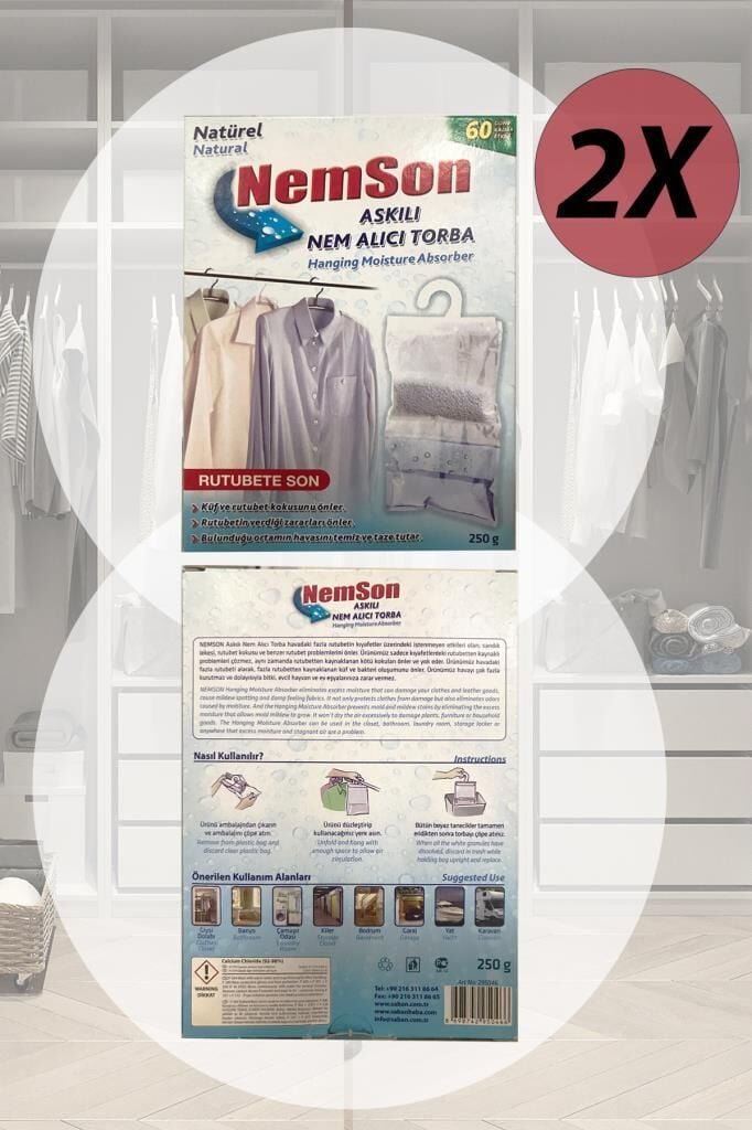 2 Adet 250 gr Askılı Dolap içi Nem alıcı