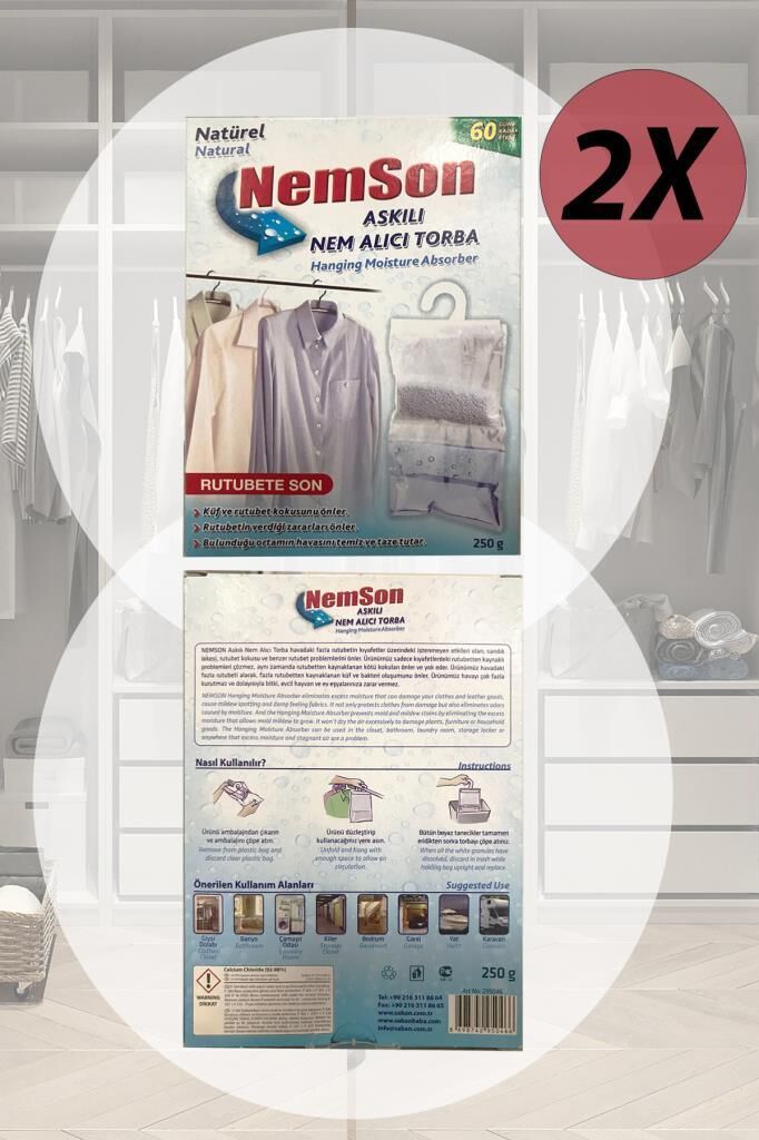 2 Adet 250 gr Askılı Dolap içi Nem alıcı