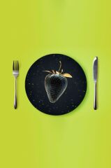 Çap 27 cm Altın Çilek Desenli Cam Sunumluk Amerikan Servis Supla