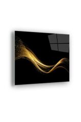 50 x 60 cm Altın Dalga Desenli Cam Tablo 4mm Temperli Camdır