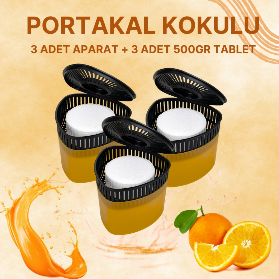 3 Adet 500 gr Nem Alıcılı Ve Rutubet Giderici Aparat Üçgen Portakal (TABLET DAHİL)